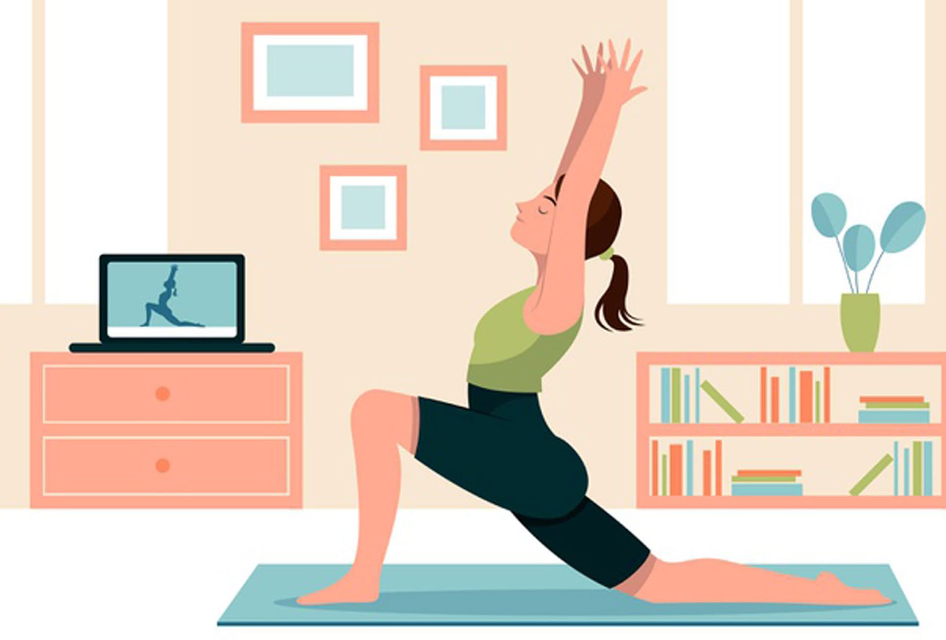 Live interactive online yoga session with direct trainer feedback from Advaitha Yoga